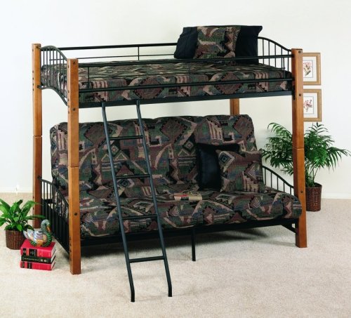 Powell Country Pine and Matte Black Twin/Futon Bunk Bed
