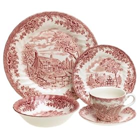 Churchill China Brook Pink 20-Piece Dinnerware Set, Service for 4 by Churchill China