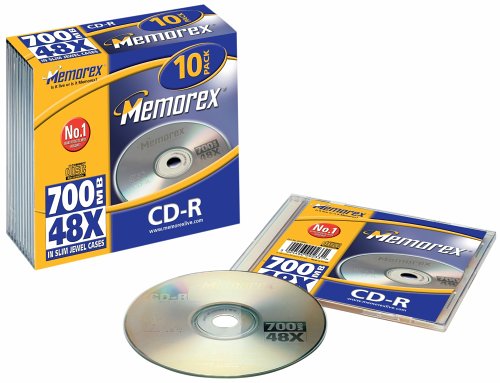 MP3 Player: Memorex 48x CD-R 700MB 10er Pack Rohlinge Slim Jewel Case (80 Min)