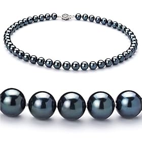 Black 7.5-8mm AA Japanese Akoya Pearl Necklace 18 inch Princess Length