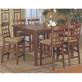 MODERN COUNTER HEIGHT 7 PC PUB BAR DINING TABLE SET by Cross