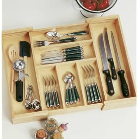 Lipper Beechwood Expandable Flatware Cutlery Tray by Cutlery
