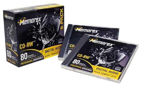 MP3 Player: Memorex CD-RW Audio-CD-Rohlinge 80 Min Jewel Case 5er Pack
