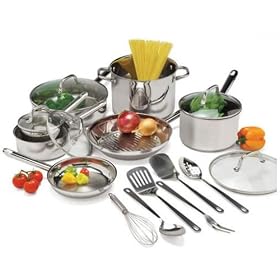 Wolfgang Puck New Style 18 Pc Try-ply Stainless Steel Professional Quality Cookware Set,... by Wolfgang Puck