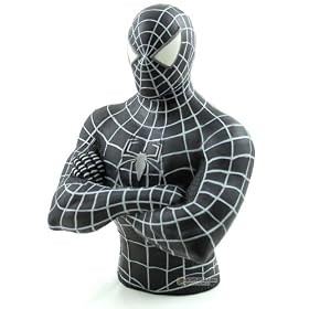 Marvel Spider-Man 3 Movie Action Figure - Bust Bank- Dark Spider Man - Front View Marvel Spider-Man 3 Movie Action Figure - Bust Bank- Dark Spider Man - Front View