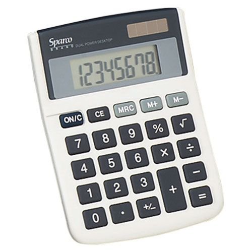 Angled Display Calculator, 3-7/8"Wx3/4"Dx5"H, Ivory