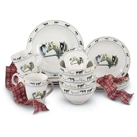 16-Pc. Horse Stoneware Dinnerware Set by Dinnerware