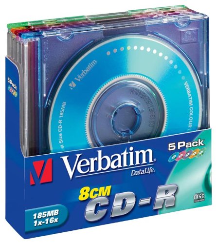 Verstaerker Und Receiver: Verbatim 8cm Data 5Pack CD Rohling 185MB 16xSpeed Slim JewelCase kratzfest