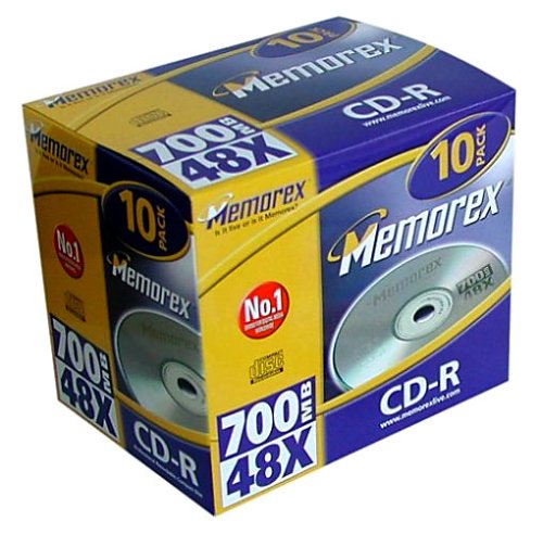 MP3 Player: Memorex 48x CD-R 700MB 10 + 1 Pack Rohlinge Jewel Case