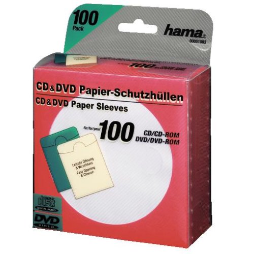 Heimkinosysteme: Hama CD/DVD-ROM Papierh�llen 100, Rot