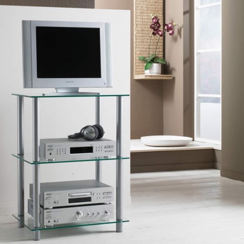 Digitalkameras: Design Plasma / LCD / TV / Audio - Rack, Vogels PEC 65 in Silber mit Klarglas