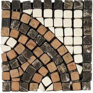 Daltile Tumbled Decorative Mosaics Rojo/Marfil/Emperador Serpentine Corner 4 x 4 Ceramic Tile & Stone