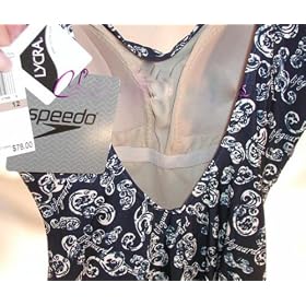 Speedo Nautical Navy Ladies One Piece Swimsuit 12 - Close Up Speedo Nautical Navy Ladies One Piece Swimsuit 12 - Close Up