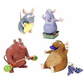 Disney Pixar Ratatouille Movie Toy Action Figures Set of 4 one of each: Remy Django Git Emile 
