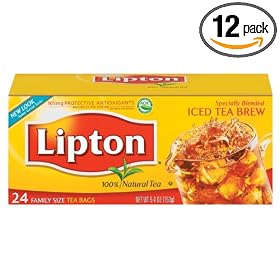 Lipton Tea Bags, Family Size, 24 Count Boxes (Pack of 12)