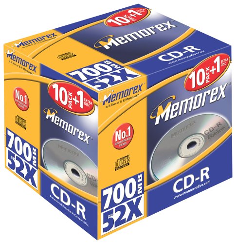 MP3 Player: Memorex CD-R CD-Rohlinge 10+1 Pack Jewel Case, 700 MB, 52x