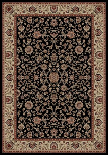 Verona Black Kashan Style Loom Woven Area Rug, 5'3 x 7'7