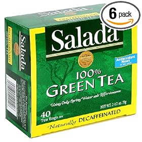 Amazon.com: Salada Decaffeinated Green Tea, 40-Count Boxes (Pack of 6): Grocery : caffeine tea beauty drink