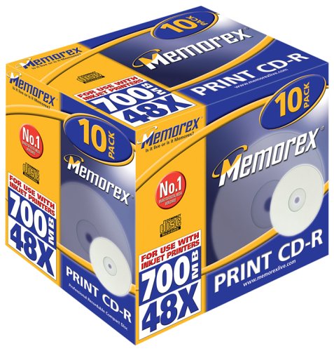 MP3 Player: Memorex 48x CD-R 700MB 10er-Pack bedruckbare Rohlinge Jewel Case
