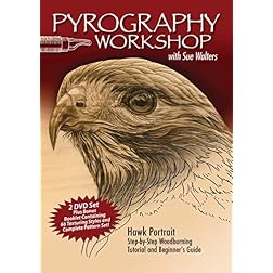 Pyrography Workshop with Sue Walters: Hawk Portrait: Step-by-Step Woodburning Tutorial and Beginner's Guide Containing 60 Texturing Styles and Complete Pattern Set