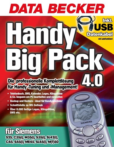 Heimkinosysteme: Handy Big-Pack USB Siemens, CD-ROM Die professionelle Komplettl�sung f�r Handy-Tuning und -Management. F�r Siemens S25, C35(i), M35(i), SL42(i), C45, S45(i), ... unter Windows 98/98SE/Me/2000/NT4(SP6)/XP