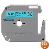 Brother Tape Cartridge 0.5IN Wide, Non-laminated Black On Blue ( M531 )