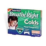 Breathe Right Nasal Strips, for Colds, with Vicks Mentholated Vapors, Large, 10 count