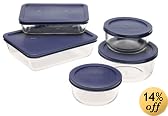 Pyrex Storage 10-Piece Set, Clear with Blue Lids