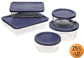 Pyrex Storage 10-Piece Set, Clear with Blue Lids