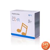 Memorex 700MB/80-Minute 40x Music CD-R Media (10-Pack with Slim Jewel Cases)
