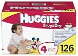 Huggies Baby-Shaped Fit Diapers, Size 4 (22-37 Lbs), Disney, Pack of 126 Diapers