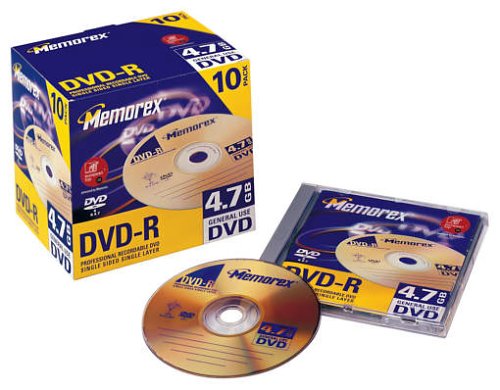 MP3 Player: Memorex DVD-R DVD-Rohlinge 4,7GB Jewel Case (10er-Pack)