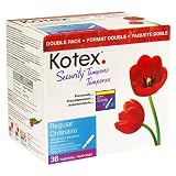 Kotex Security Tampons with Plastic Applicator, Regular Absorbency, Double Pack , 36 tampons