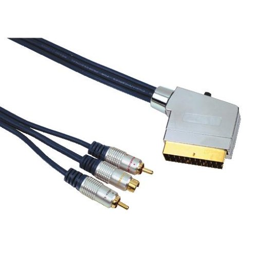 Heimkinosysteme: HomeTheatre Verbindungskabel Scart-Stecker auf 2 Cinch-Stecker + 1 S-VHS-St., 10 m