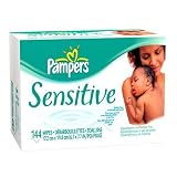 Pampers Sensitive Baby Wipes Refills, Hypoallergenic and Perfume Free, 144 Wipes