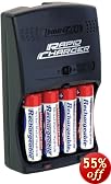 DigiPower DPS-3000+ 3-Hour AA/AAA Rechargeable Battery Kit with 4 AA 2700 mAh Batteries and Car Charger