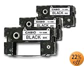Casio Black Ribbons for All CW Disc Title Printers, 3 Pack (TR-18BK-3P)