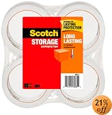 Scotch 3-Inch Core Mailing & Storage Tape, 48 x 50 Millimeter (4 Pack)
