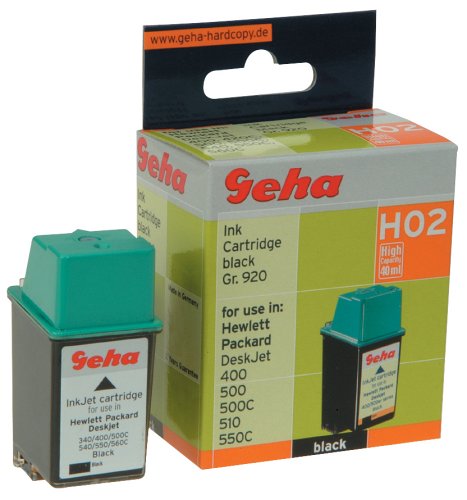 Handys ohne Vertrag: Geha Druckkopf f. HP DeskJet 400(L), 420C, 500er, OfficeJet LX, 350C Deskwriter 500C, 540C-560C APOLLO P-12(20), Fax 900, 950, 40ml Gruppe 920 schwarz