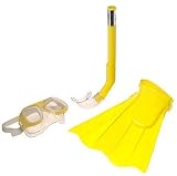 Aqua Sport 4 pc. Swim combo: Mask, Snorkel, Fins and Mesh Bag: Yellow
