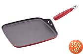 KitchenAid Hard-Base Porcelain Aluminum Nonstick 11-Inch Square Griddle, Red