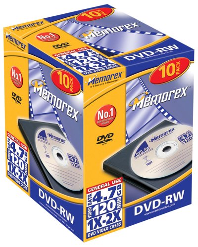 MP3 Player: Memorex 1x DVD-RW Rohlinge, 4,7GB Video-Boxes (10er Pack)