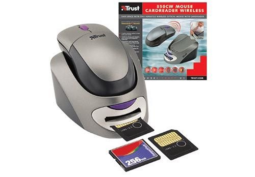 TV Geraete: Trust 350CW Mouse CardReader Wireless  Maus schnurlos 5 Tasten 400dpi + Tastenrad silber