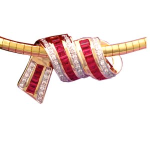 14K Ruby & Diamond Ribbon Slide