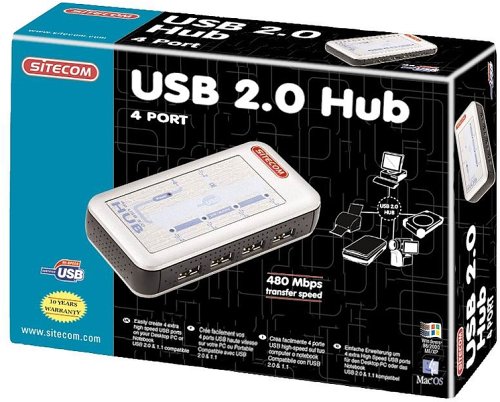 Festplatten: Sitecom CN-019 4 Port USB 2.0 Hub aktiv (mit eigenem Netzteil)