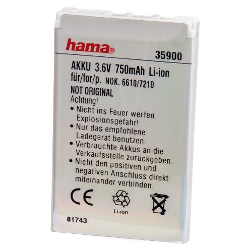 Heimkinosysteme: Hama Akku 3,6 V, 750 mAh Li-Ion f�r Nokia 6610, 7210