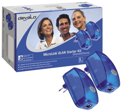 Digitalkameras: Devolo MicroLink dLAN Ethernet/Ethernet Starterkit - 2 Steckdosenadapter mit Ethernetanschluss Retail (im wei�en Karton)