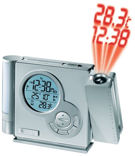 DVD Player: Oregon Scientific RMR 966 Projektionsfunkuhr, Thermometer Innen/Au�en, Nachtlicht, silber