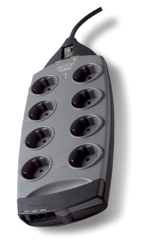 Kamerazubeh&ouml;r: Belkin 8-Fach �berspannungsschutz SurgeMaster Maximum zus�tzl. Schutz f�r Telefon, 275.000 Euro Garantie f�r angeschl Ger�te, 2m
