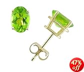 14k Yellow Gold Four Prong 7x5mm Oval Peridot Stud Earrings